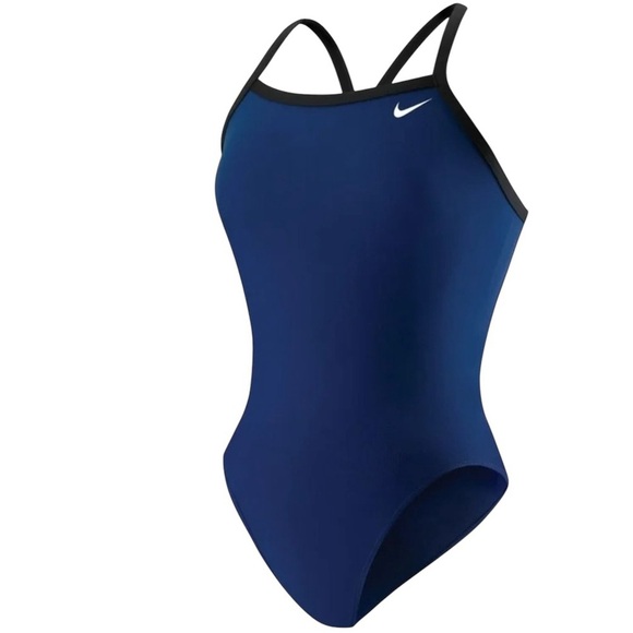 Nike HydraStrong, Racerback One-Piece Swimsuit, Size XS,Black/Navy Blue,Stretchy - Picture 1 of 5